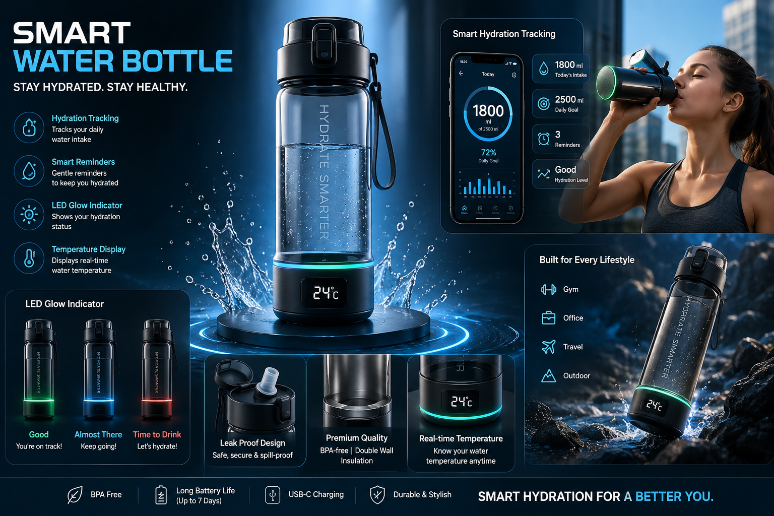 Staying hydrated with a smart bottle